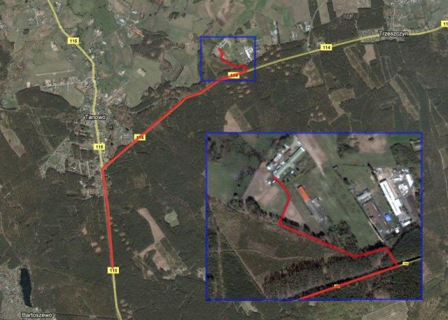 Mapka z dojazdem: Mapka z zaznaczonym dojazdem do stajni